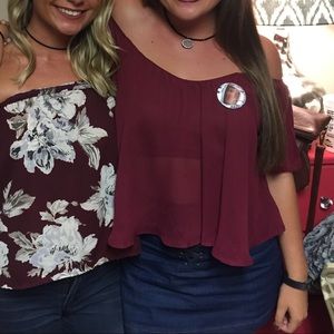 Maroon off the shoulder blouse